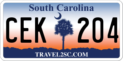 SC license plate CEK204