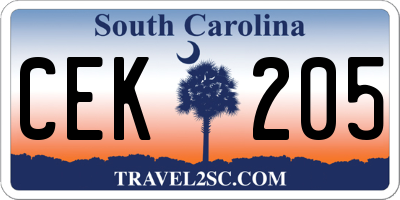 SC license plate CEK205