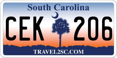SC license plate CEK206