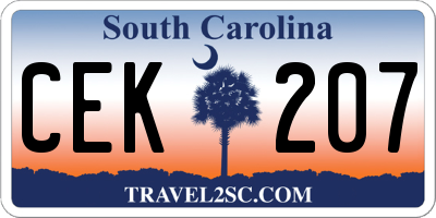 SC license plate CEK207