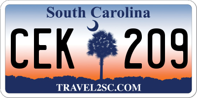 SC license plate CEK209