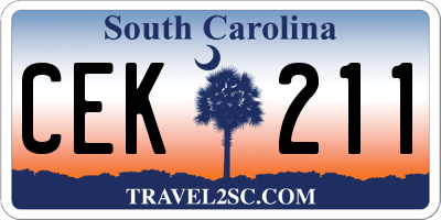 SC license plate CEK211