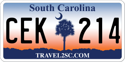 SC license plate CEK214