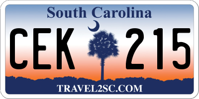 SC license plate CEK215
