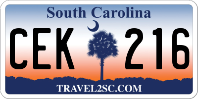 SC license plate CEK216