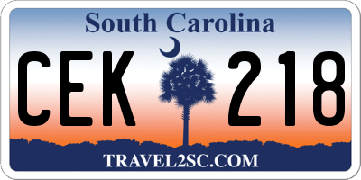 SC license plate CEK218