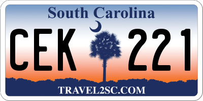 SC license plate CEK221