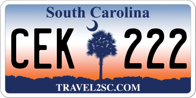 SC license plate CEK222