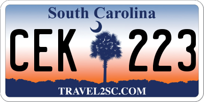 SC license plate CEK223