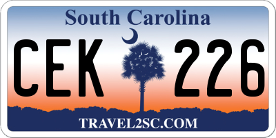 SC license plate CEK226