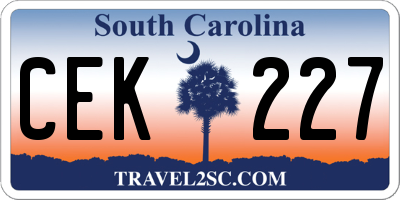 SC license plate CEK227