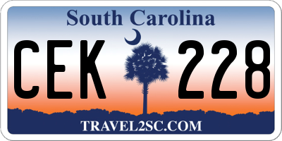 SC license plate CEK228