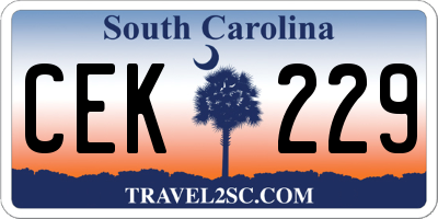 SC license plate CEK229