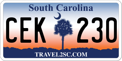 SC license plate CEK230