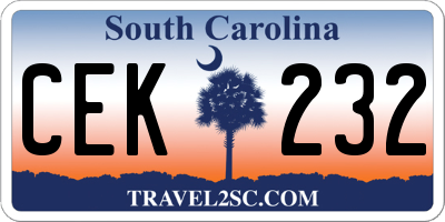 SC license plate CEK232