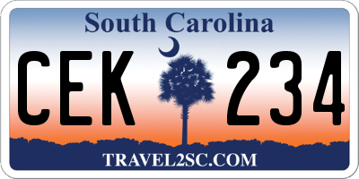 SC license plate CEK234
