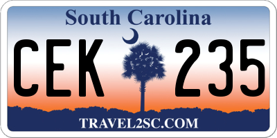 SC license plate CEK235