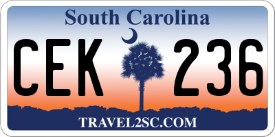 SC license plate CEK236