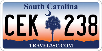 SC license plate CEK238