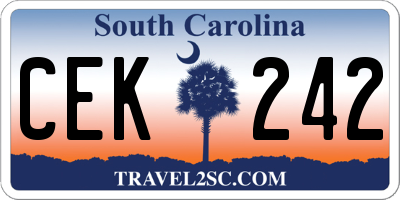 SC license plate CEK242