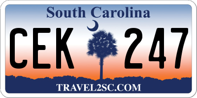 SC license plate CEK247