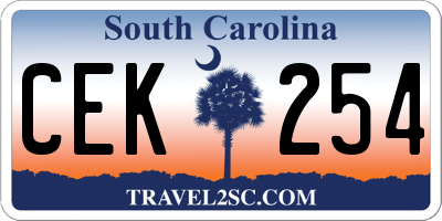 SC license plate CEK254