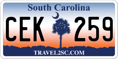 SC license plate CEK259