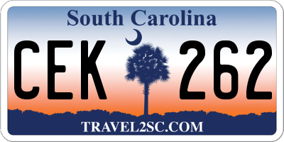 SC license plate CEK262