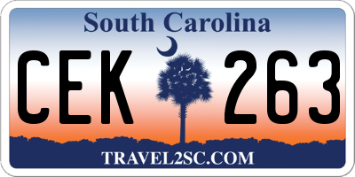 SC license plate CEK263