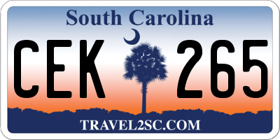 SC license plate CEK265