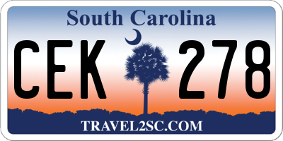 SC license plate CEK278