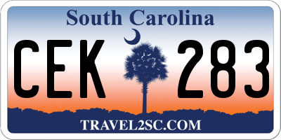 SC license plate CEK283