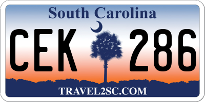 SC license plate CEK286