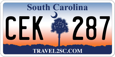 SC license plate CEK287