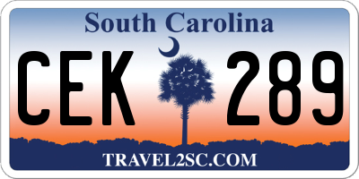 SC license plate CEK289