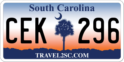 SC license plate CEK296
