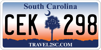 SC license plate CEK298