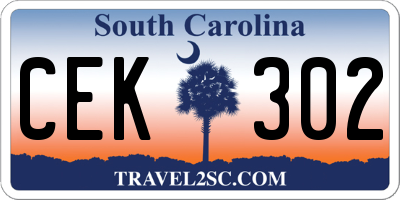SC license plate CEK302