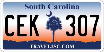 SC license plate CEK307