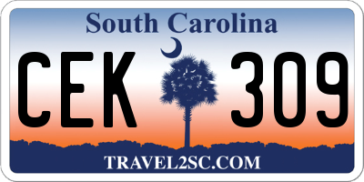 SC license plate CEK309