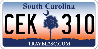 SC license plate CEK310