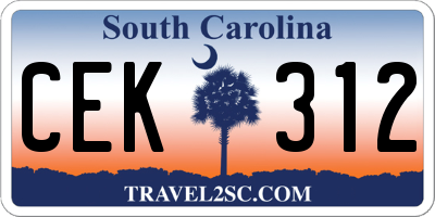 SC license plate CEK312