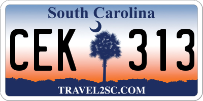 SC license plate CEK313