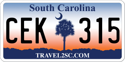 SC license plate CEK315