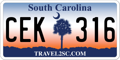 SC license plate CEK316