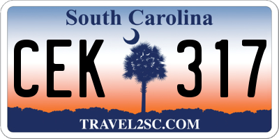 SC license plate CEK317