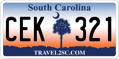 SC license plate CEK321