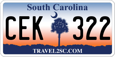 SC license plate CEK322