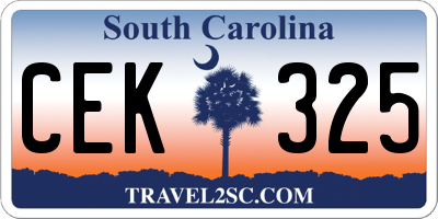 SC license plate CEK325