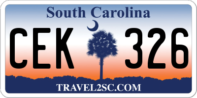 SC license plate CEK326